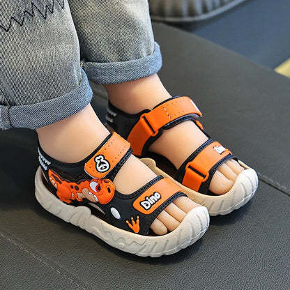 Children' Fashion Sport Sandals Geometric Patterns Breathable Wear-resistant Soft Shoes With Adjustable Velcro For Boys & Girls