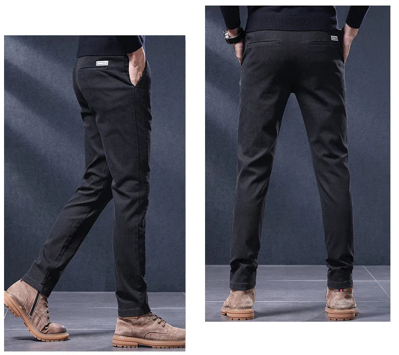 Classic Slim Fit Mens Casual Pants Breathable Straight Stretch Korean Business Trousers Spring Autumn New Fashion Male Clothing