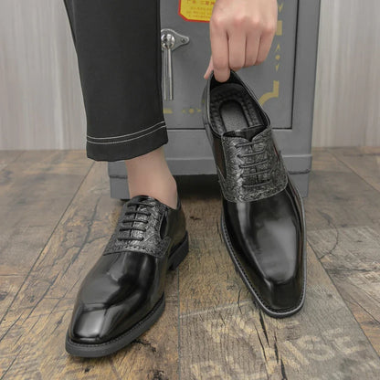 Fashion Designer New Men's Pointed Lace Up Oxford Shoes Male Wedding Dress Homecoming Formal Wedding Footwear