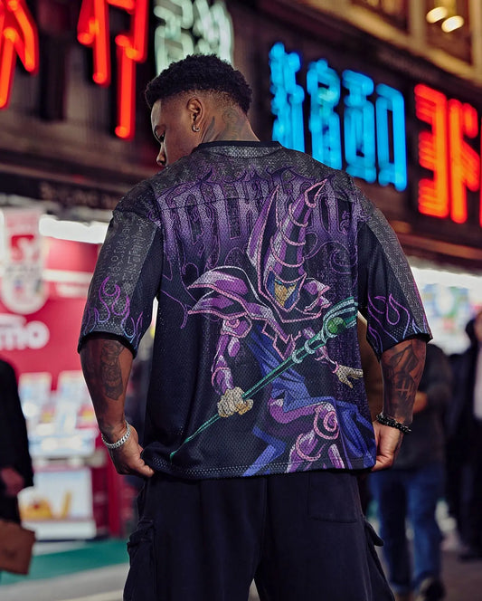 Young American oversized T-shirt summer new casual sports fitness quick drying breathable printed large mesh short sleeved shirt