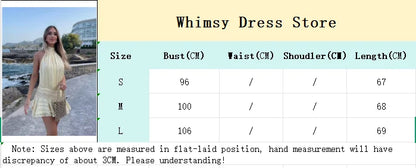 Stunning Shiny Ruffles Lace Up Mini Dress Women's Chic Loose Hollow Out A-line Pleated Vestidos Lady Summer Party Gowns 2025 New