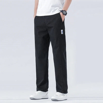 Spring Summer Thin Lyocell Casual Pants Men Loose Straight Fashion Stretch Korean Classic Trousers Men's Clothing Size M-5XL