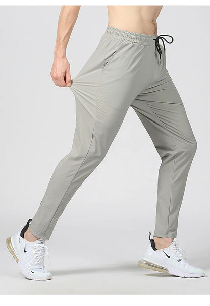 Gym Fitness Trousers Men's Pencil Pants Tight Jogging Running Breathable Quick-Drying Ice Silk Sports Wind Casual Fashion Pants
