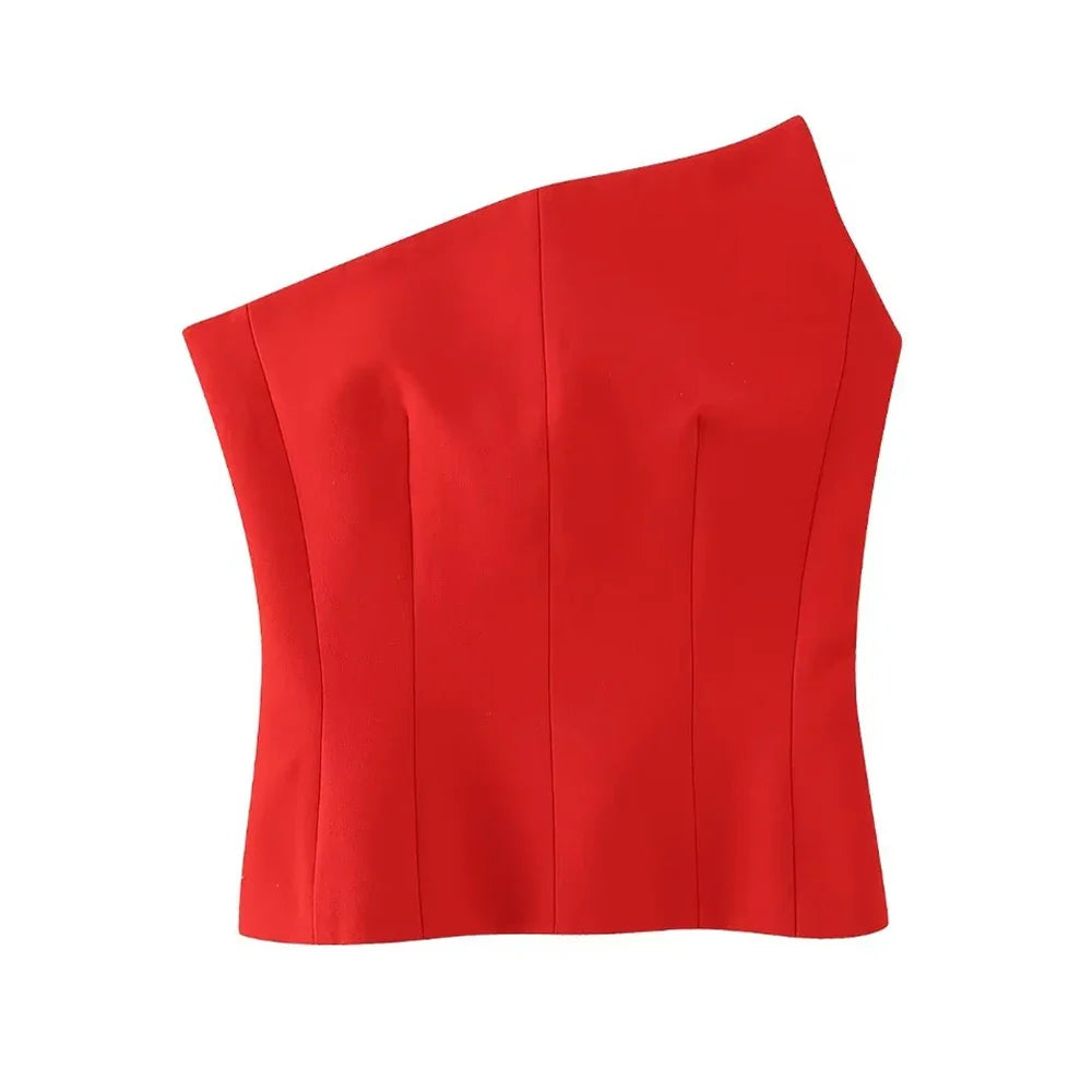 Women's Asymmetrical Bustier Tops, Sexy Backless, Side Zipper, Female Camis, Fashion