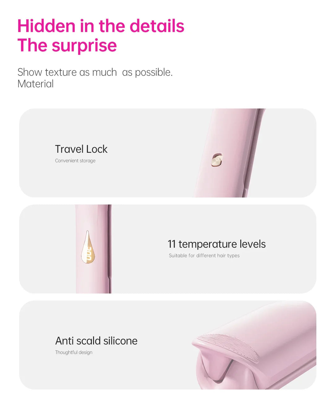Curling Iron Hair Crimper 32mm Waver Beach Waves Curling Wand, Ionic Deep Waver Hair Curler Tool with Ceramic Pink, 1.25 Inch