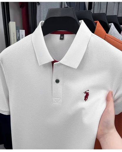 100% pure cotton high-end brand men's short sleeve polo shirt comfort lightweight summer casual T-shirt youthful fashionable top