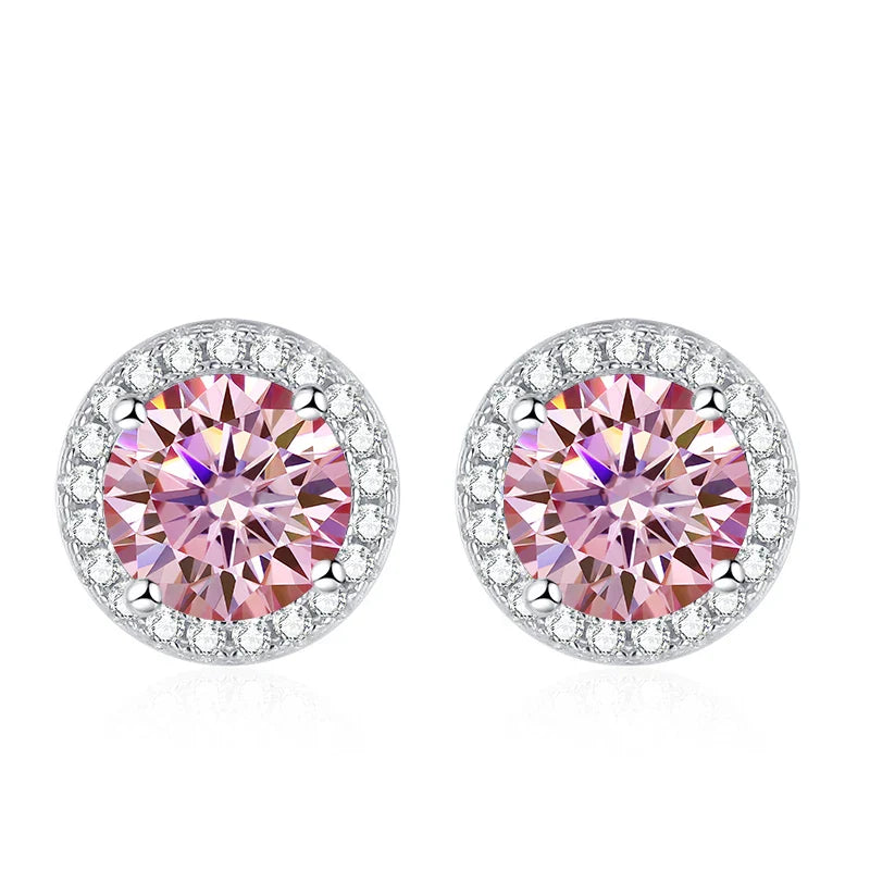 Moissanite Stud Earrings for Women 925 Sterling Silver Green Blue Pink Red Black Blue Sparkling Moissanite Studs Earring