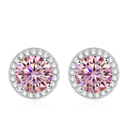 Moissanite Stud Earrings for Women 925 Sterling Silver Green Blue Pink Red Black Blue Sparkling Moissanite Studs Earring