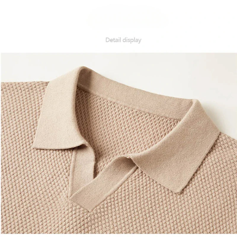 Men's Stretch 100% Cotton Polo Shirt - Pineapple Knit Seagull Collar, Breathable Short Sleeve Tee with Flexible M-4XL 6 Colors