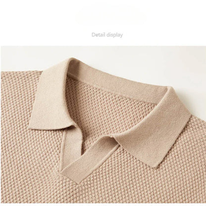 Men's Stretch 100% Cotton Polo Shirt - Pineapple Knit Seagull Collar, Breathable Short Sleeve Tee with Flexible M-4XL 6 Colors