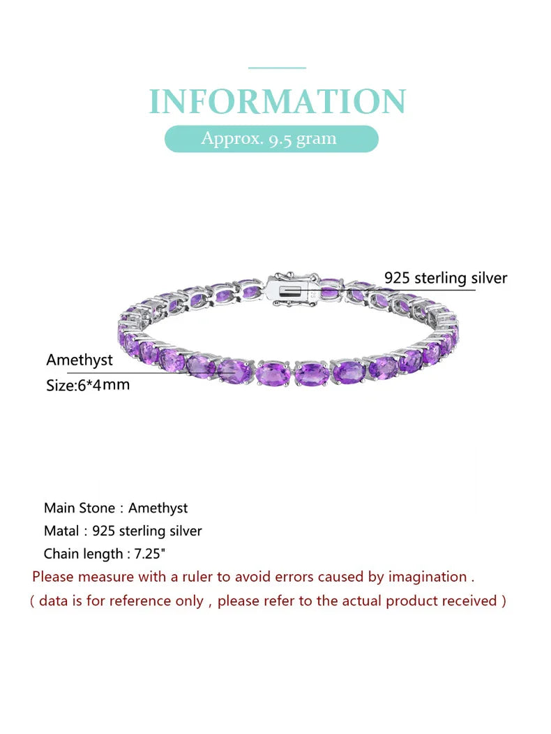 Pure 925 Sterling Silver Women's Hand Bracelets 100% Real Gemstone Natural Topaz Peridot Amethyst Gem Fine Jewelry