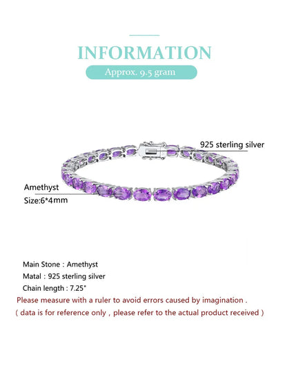 Pure 925 Sterling Silver Women's Hand Bracelets 100% Real Gemstone Natural Topaz Peridot Amethyst Gem Fine Jewelry