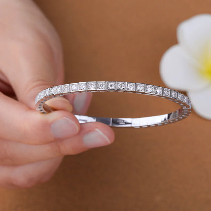 2.5mm Moissanite Tennis Bangle for Women Men S925 Silver Bezel Set Diamond Hard Bracelet With GRA Certificate Fine Jewelry Gift