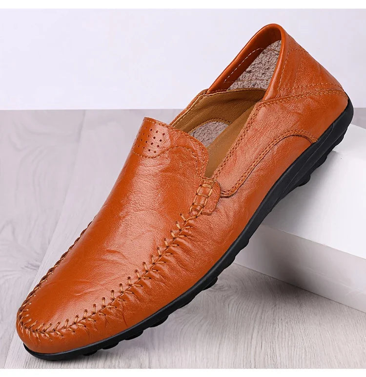 Men's Business Casual Shoes Leather Stitching Comfortable Breathable Rubber Bottom Second Layer Cowhide