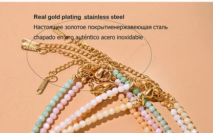 Mother of Pearl Beads Heart Choker Fashion Dyed Natural Shell Necklace for Women Stainless Steel Collares Femme