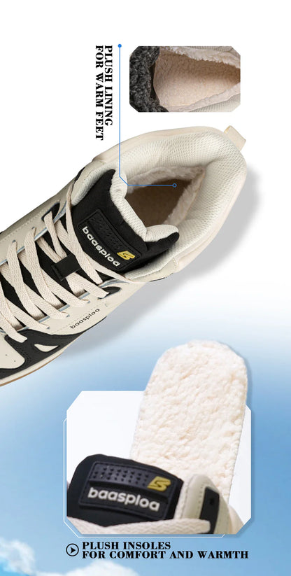 Men Winter Sneakers Casual Skateboard Shoes for Men Comfort Plush Warm Cotton Shoes Non-Slip Outdoor Male Sneakers
