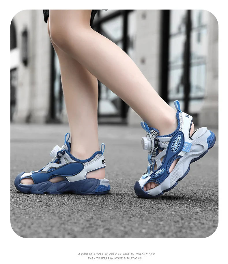 Summer Breathable Children's Sandals 5-16Y Boys' Fashion Beach Water Shoes Non Slip Outdoor Soft Bottom Sports Sandal Shading
