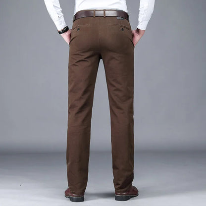 Business Men's 98% Cotton Straight Casual Pants Plus Size Loose Stretch Autumn Winter Office Trousers Classic Male Clothing
