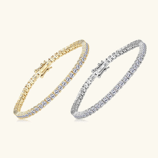 3mm D VVS1 Moissanite Tennis Bracelet S925 Sterling Silver Plated 18k White Gold Diamond Tennis Bracelets for Women