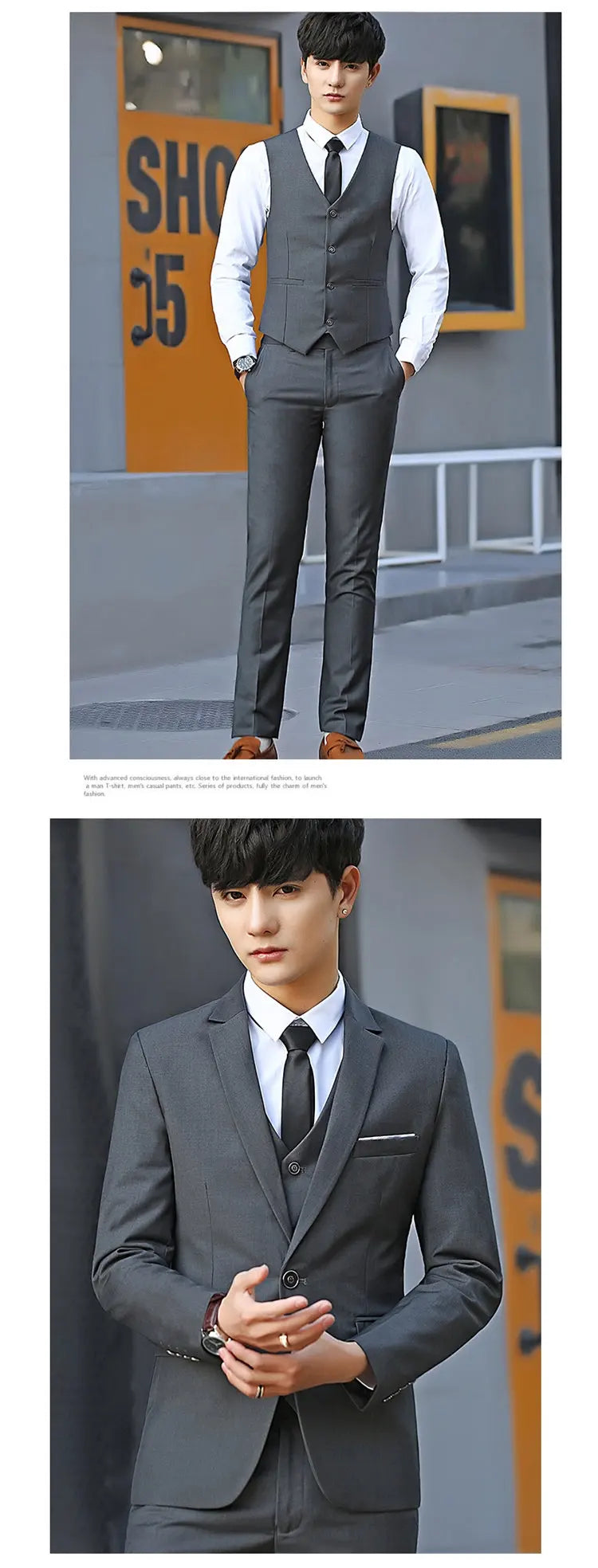 Suit Men Fashionable, Form-fitting Business Gentleman Striped Formal Suit, High-end Professional Wedding (Blazer+Vest+Pants)