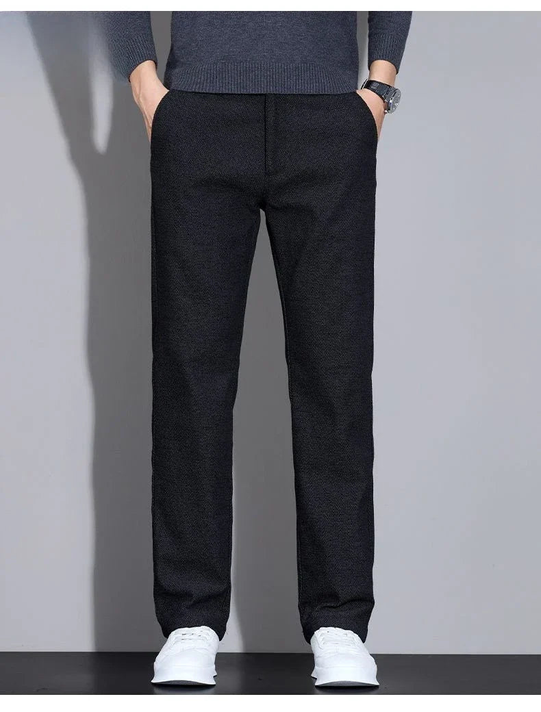 Men's Loose Casual Pants Autumn and Winter New Fashion Pocket Wide-leg Business Pants Comfortable Elastic Waist Stretch Pants