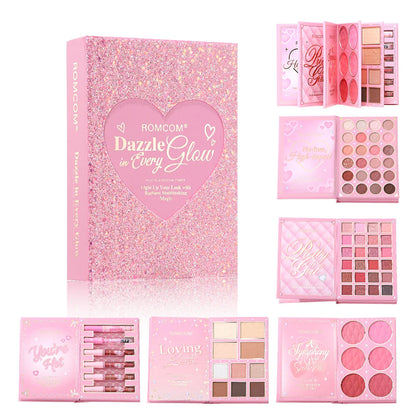 All-in-One 5-Page Makeup Magic Book: Full Kit with Multi-Shade Eyeshadow, Blush, Highlighter, Contour & Glossy Lip Gloss