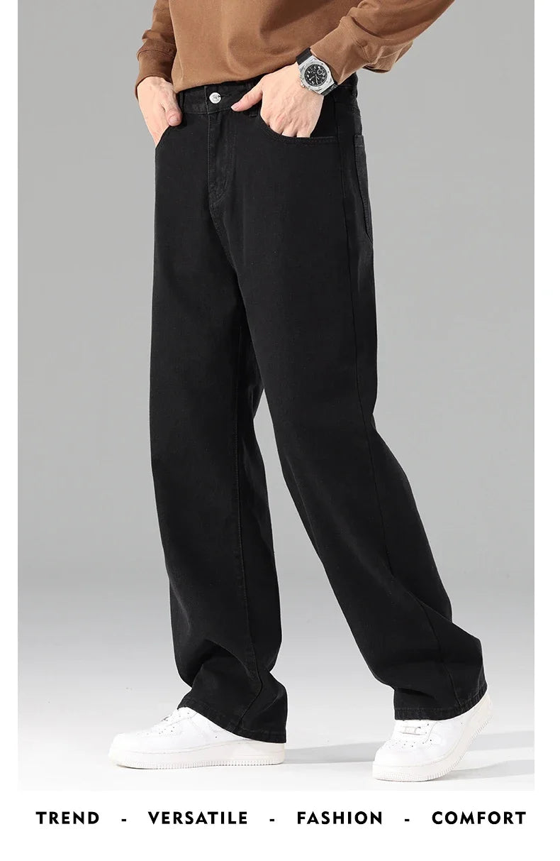Autumn Jeans Men Black Casual Baggy Trousers Classic Straight Comfortable Wide Denim Trousers  Men Clothing