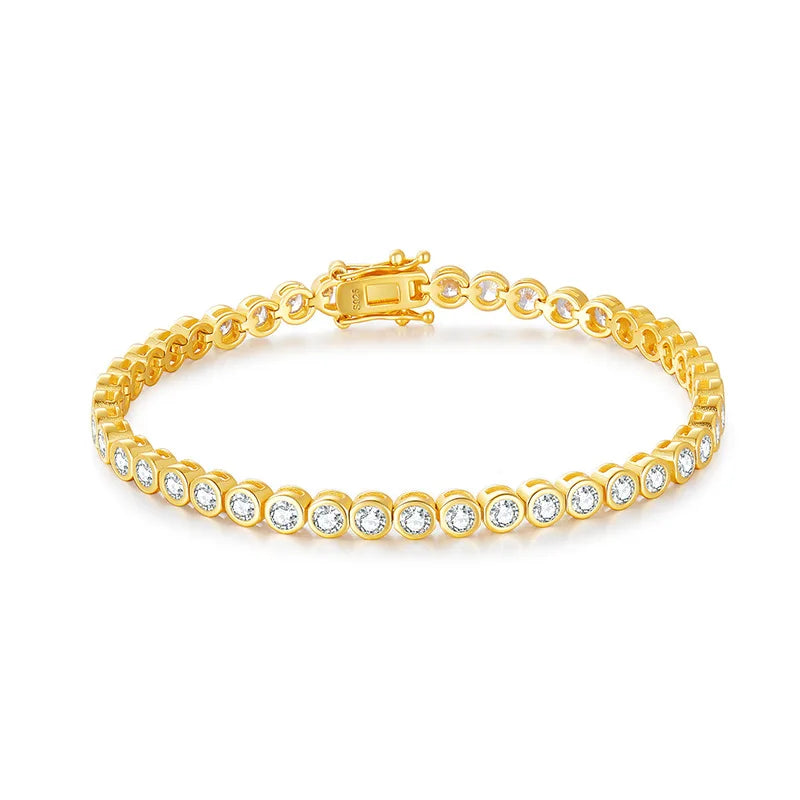 2mm 3mm Moissanite Round Bubble Diamond Tennis Bracelets for Woman Men 925 Silver Plated 18k Gold Hip Hop Chain Bracelet