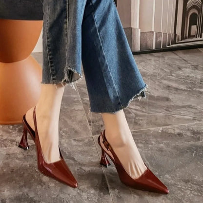 Women's Pumps Sexy Pointe High Heels Sandals Fashion Patent Leather High Heels Elegant Temperament High Heeled Sandals for Women