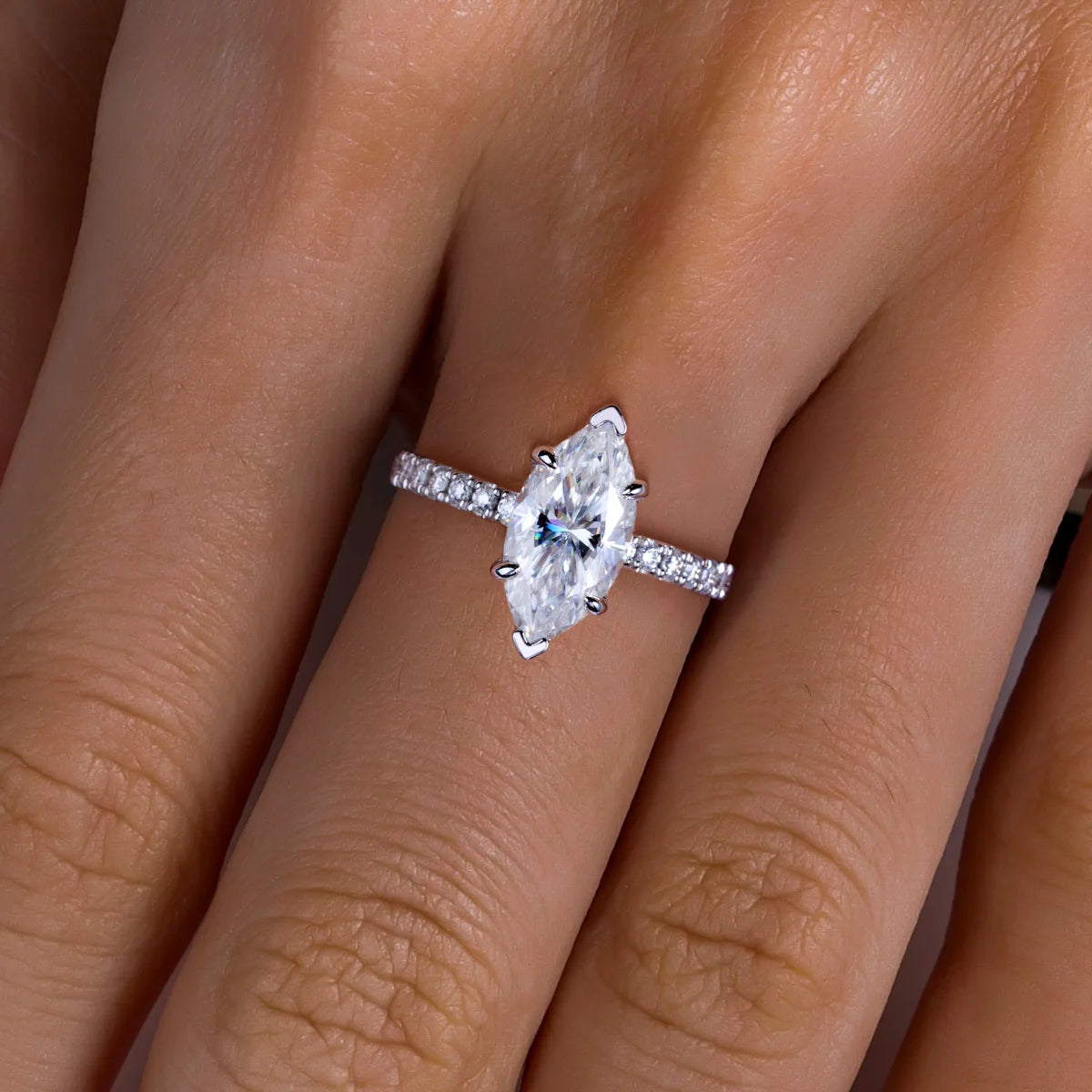 3ct D Color Marquise Cut Moissanite Ring 925 Sterling Silver Engagement Wedding Ring for Women Birthday Jewelry Gift