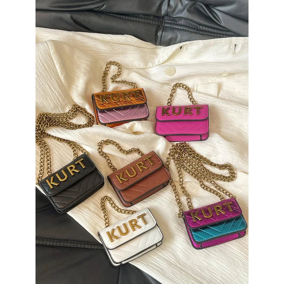 Mini Magnetic Crossbody Bag – Letter Flap, Chain Strap, Zipper Closure. Multi-Color, Perfect for Casual, Office & Everyday Use.