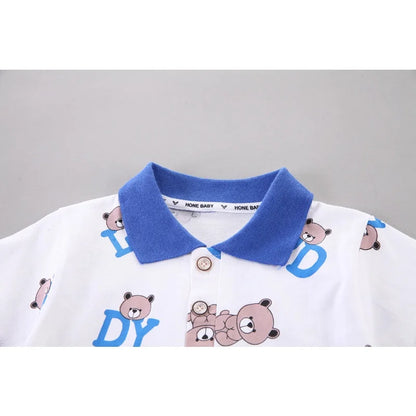 Summer Kids Baby Boys Cartoon Bear Suits Short Sleeve T-Shirt Shorts Casual Clothes Outfit Girls Clothing 2PCS/Set