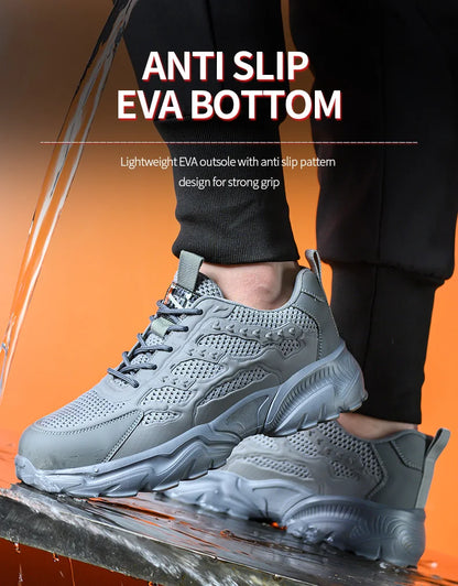 Summer Work Shoes with protection breathable Lightweight ShoesSteel Toe Shoes Men  Anti-smashing Industrial Safety Shoes