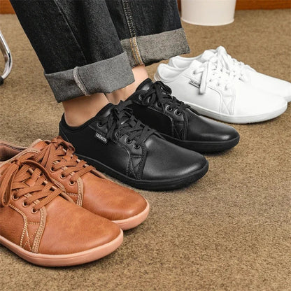 Mens Artificial Leather Wide Barefoot Shoes Unisex Plus Size Male Outdoor Minimalist Sneakers Women Zero Drop Casual Walking