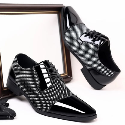 Men's Dress Shoes Classic Lace-up Formal Oxfords Modern Tuxedo Business Casual Scale Pattern Comfort Formal Shoes for Men
