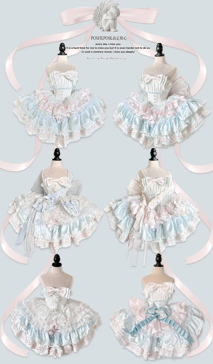Girls Birthday Lolita Dress 2024 Spring and Summer Women's Tube Top Satin Bowknot Slim Pettiskirt Short Mini Party Dress