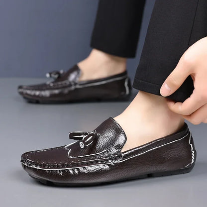 2024 Leather Men Footwear Slip on Man Shoes High Quality Wedding Party Mens Casual Shoes Breath Driving Lazy Loafers Moccasins