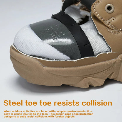 High-Top Anti-Smashing Work Boots Outdoor Waterproof Safety Shoes Steel Toe Non Slip Men's Boots Fashion Protective Men Shoes