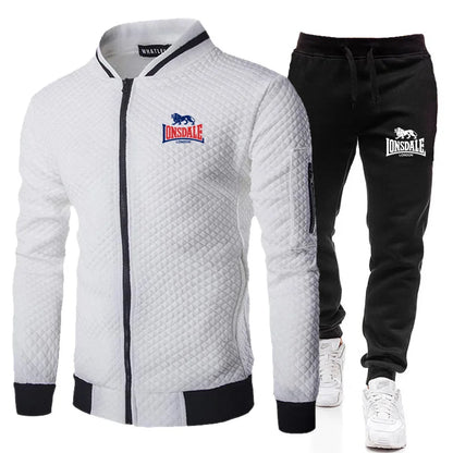 Spring and Autumn Men's Fashion Street Stand up Collar Set Jacket, Outdoor Casual Pocket Zipper Men's Baseball Set