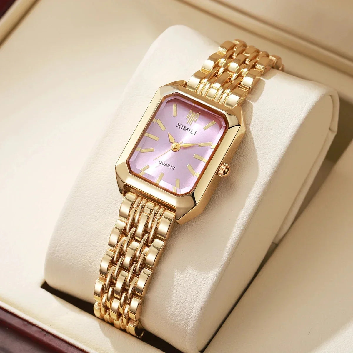 Fashion Rectangle Women Watches Ladies Stainless Steel Strap Quartz Wristwatches Reloj Mujer（Without Box）