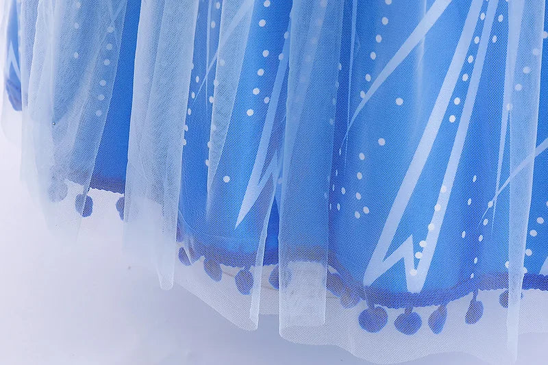 Halloween Girls Elsa Dress With Floor Length Cloak Child Long Sleeve Print Princess Frocks Kids Carnival Party Elegant Gown