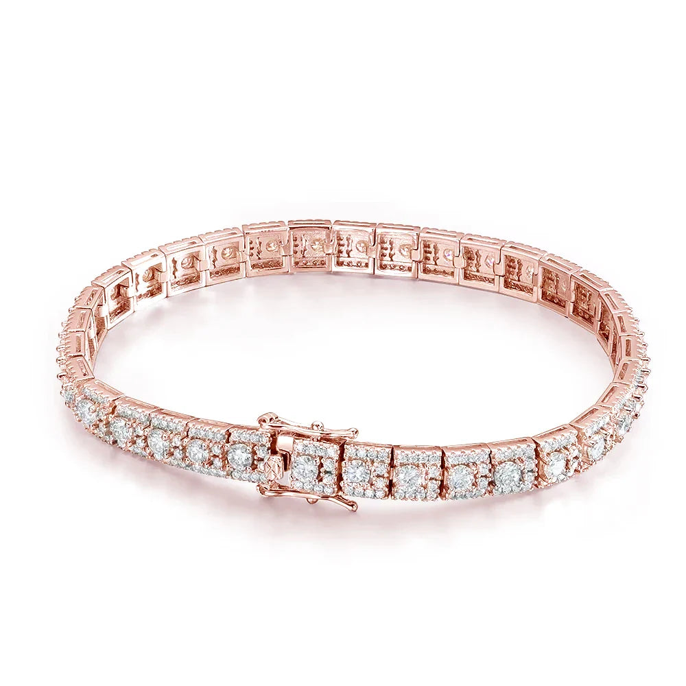 D VVS1 Moissanite Tennis Bracelet GRA Certified Lab Diamond 925 Sterling Silver 6mm Width Cuban Bracelets for Women Man