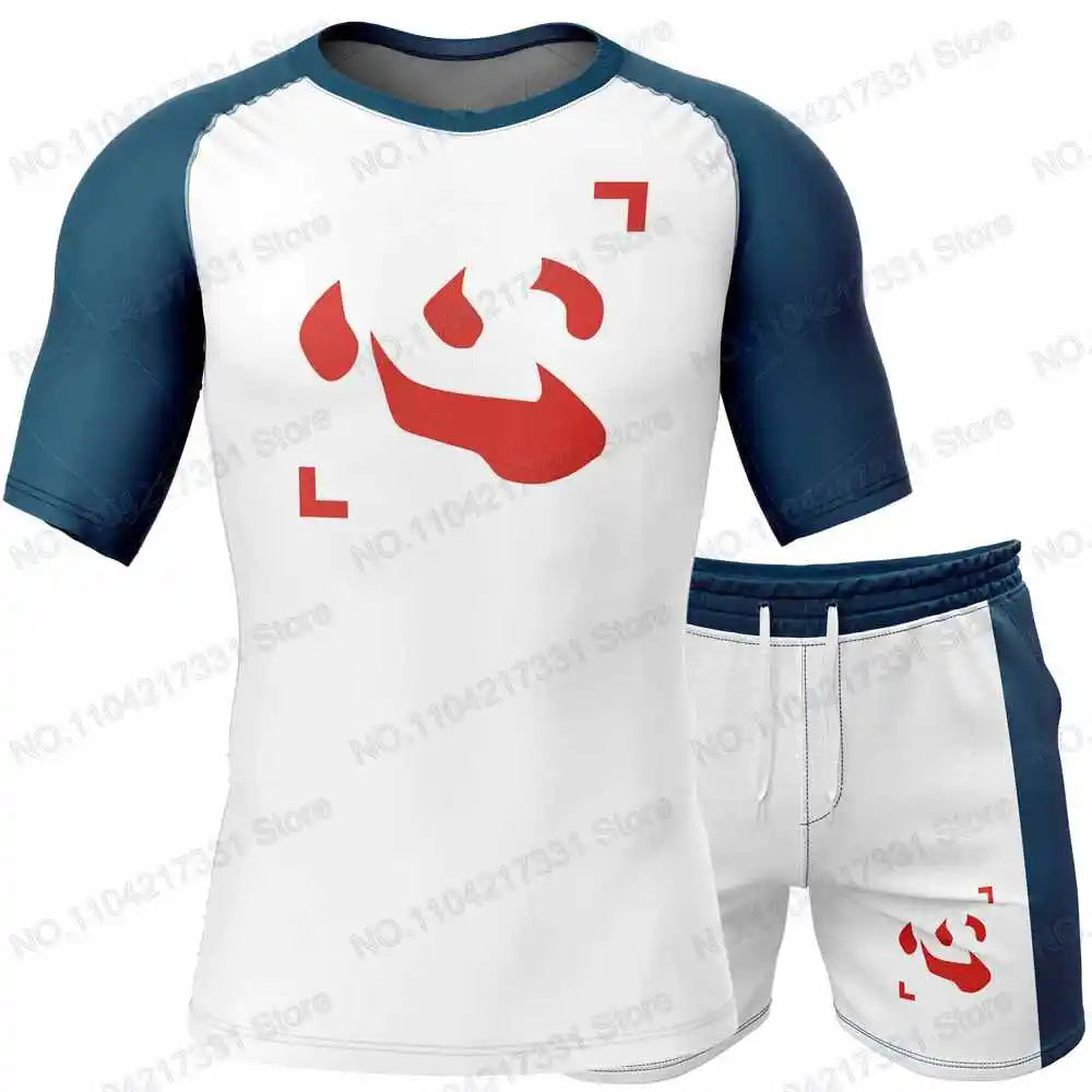Hunter Cartoon Anime Rash Guards Surfing Jersey Beach Shirts Swimwear Diving Gym Shorts MMA BJJ Men Jiu Jitsu Fitness Sets