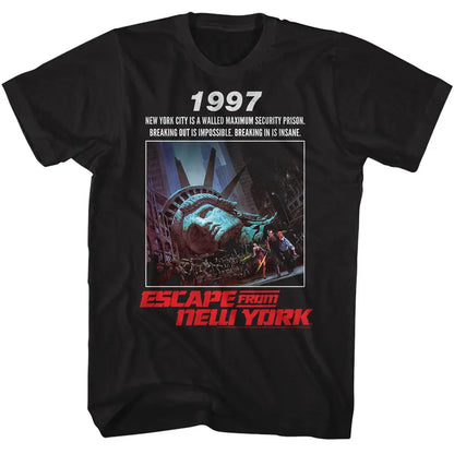 Escape From New York T-Shirt MenSummer Retro Action Movie Graphic Short Sleeve Casual Streetwear Loose Fit Film Fan Tee