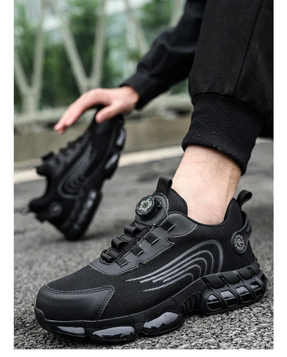 Rotating Button Work Safety Shoes for Men protection Safety Work Shoes Anti Puncture Work Sneakers Anti-smash Steel Toe Boots