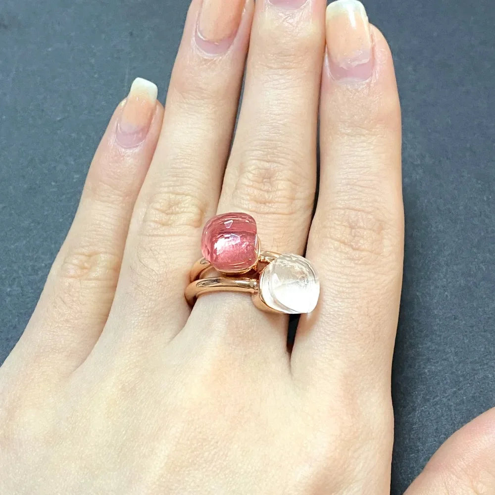 2Pcs/Set Fashion Stacked Candy Ring Women Mix Color Crystal Jewelry 30 Colors Trendy Gift for Valentine's Day