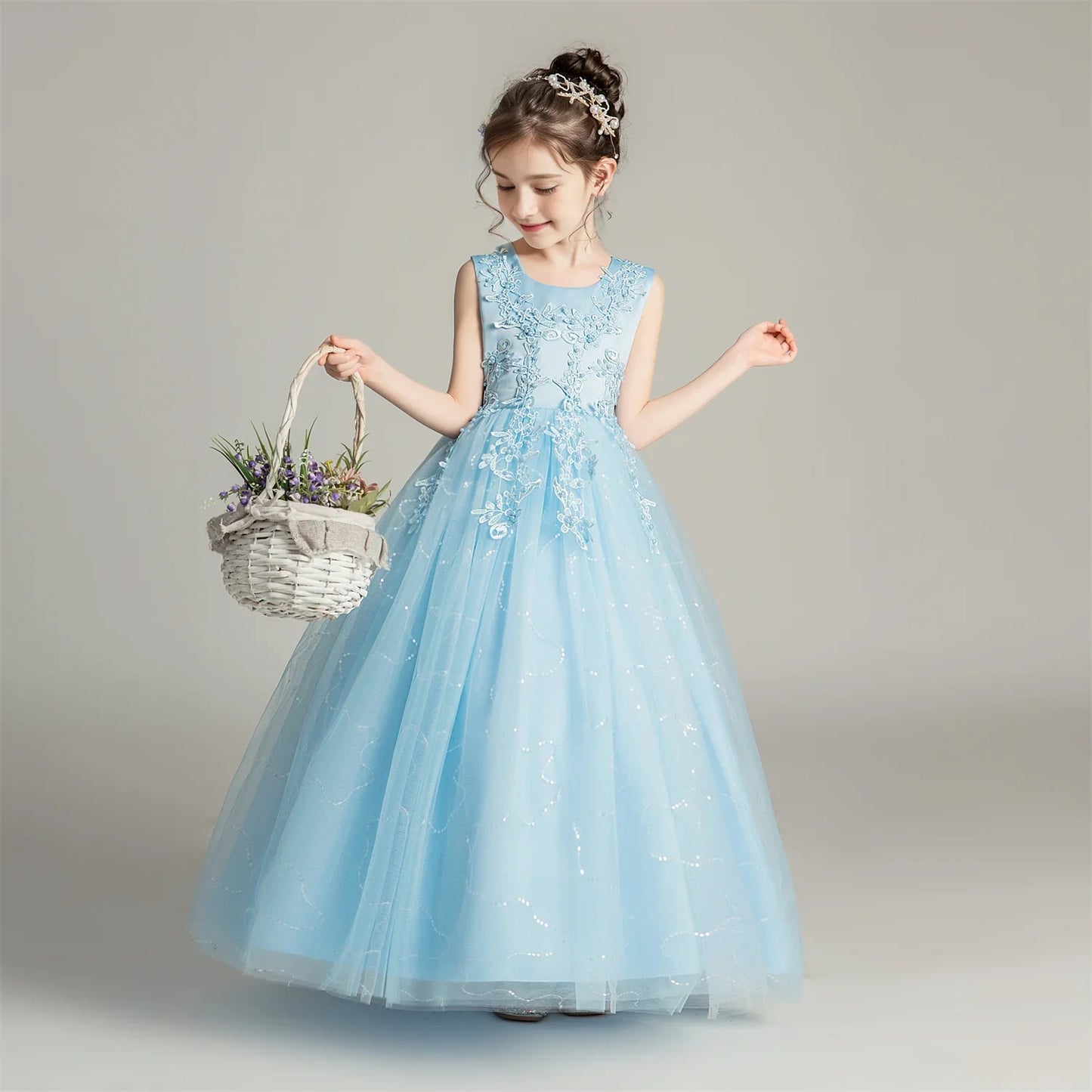 Kids Dresses For Girls Lace Dress Gown Princess Clothes Children Formal Evening Party Flower Girls Wedding Vestidois