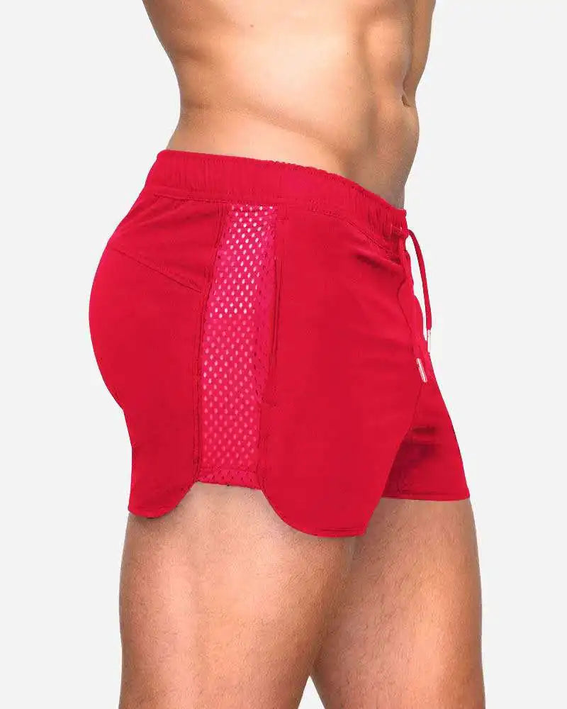 Mens Beach Board Shorts Marathon Pants Elasticity Mesh Breathable Quick Dry Fitness Surfing Sportswear Comfy Loose Home Aro Pant