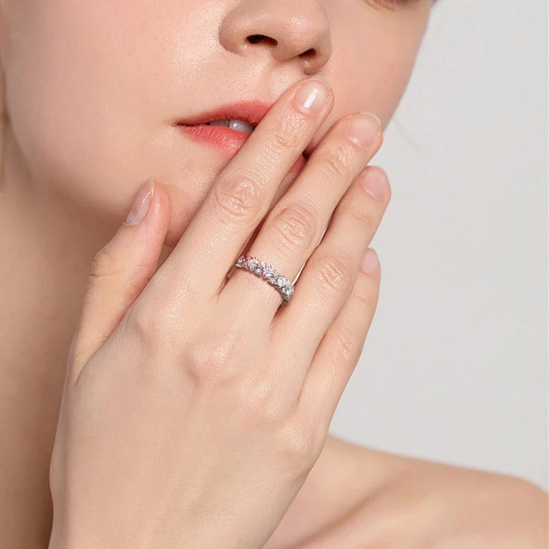 1.56CTTW 100% All Moissanite Wedding Rings for Women Dating Ring Full Eternity Bands S925 Sterling Silver Plated 18k GRA