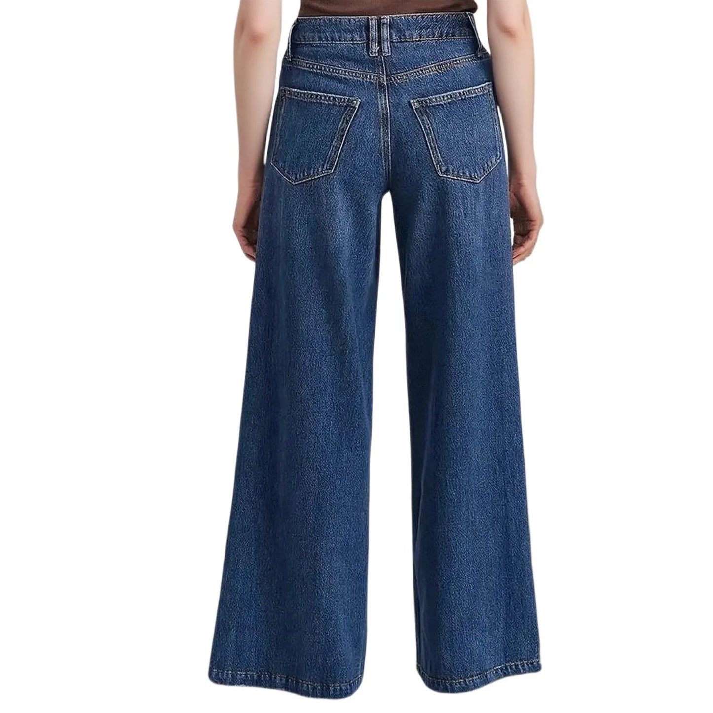 Women Fashion Loose High Waisted Wide Leg Jeans